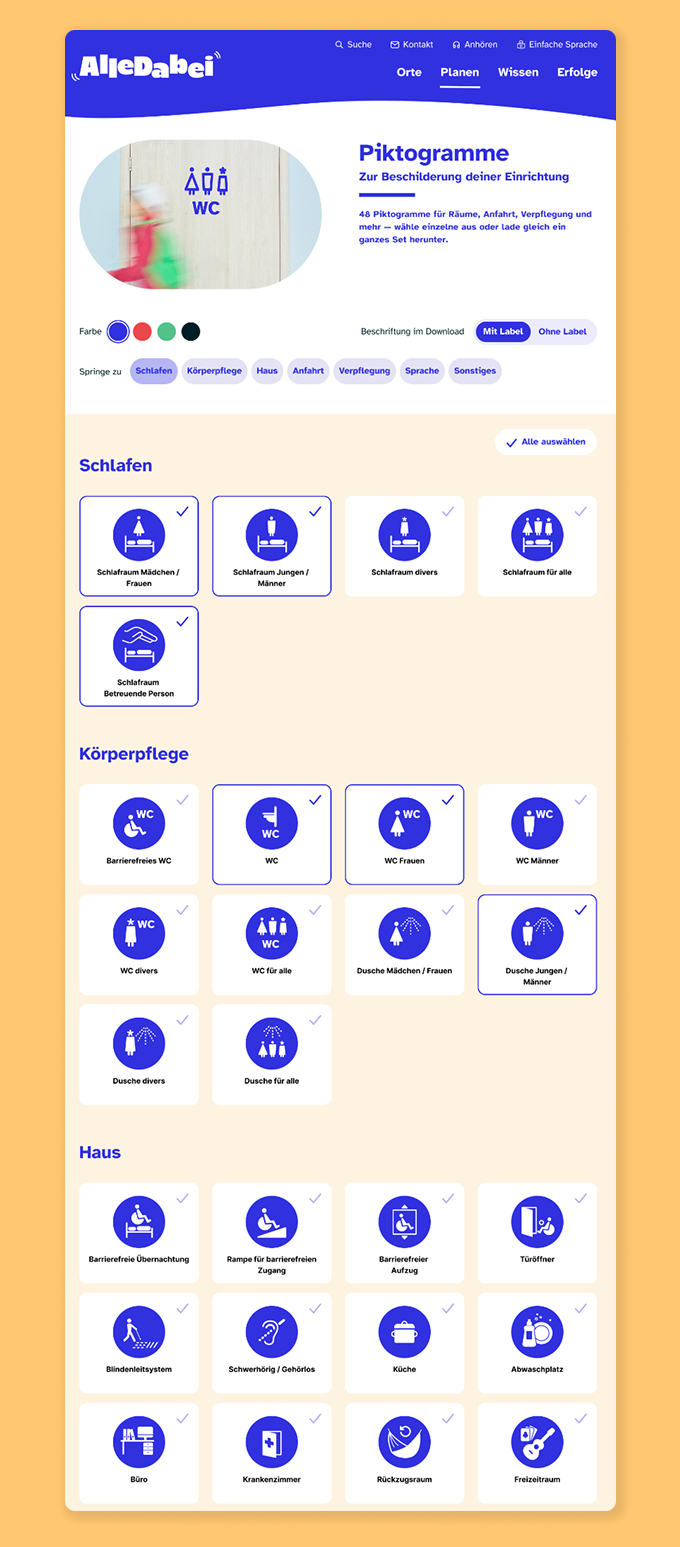 Screenshot des Piktogrammgenerators für die inklusive Anwendung 